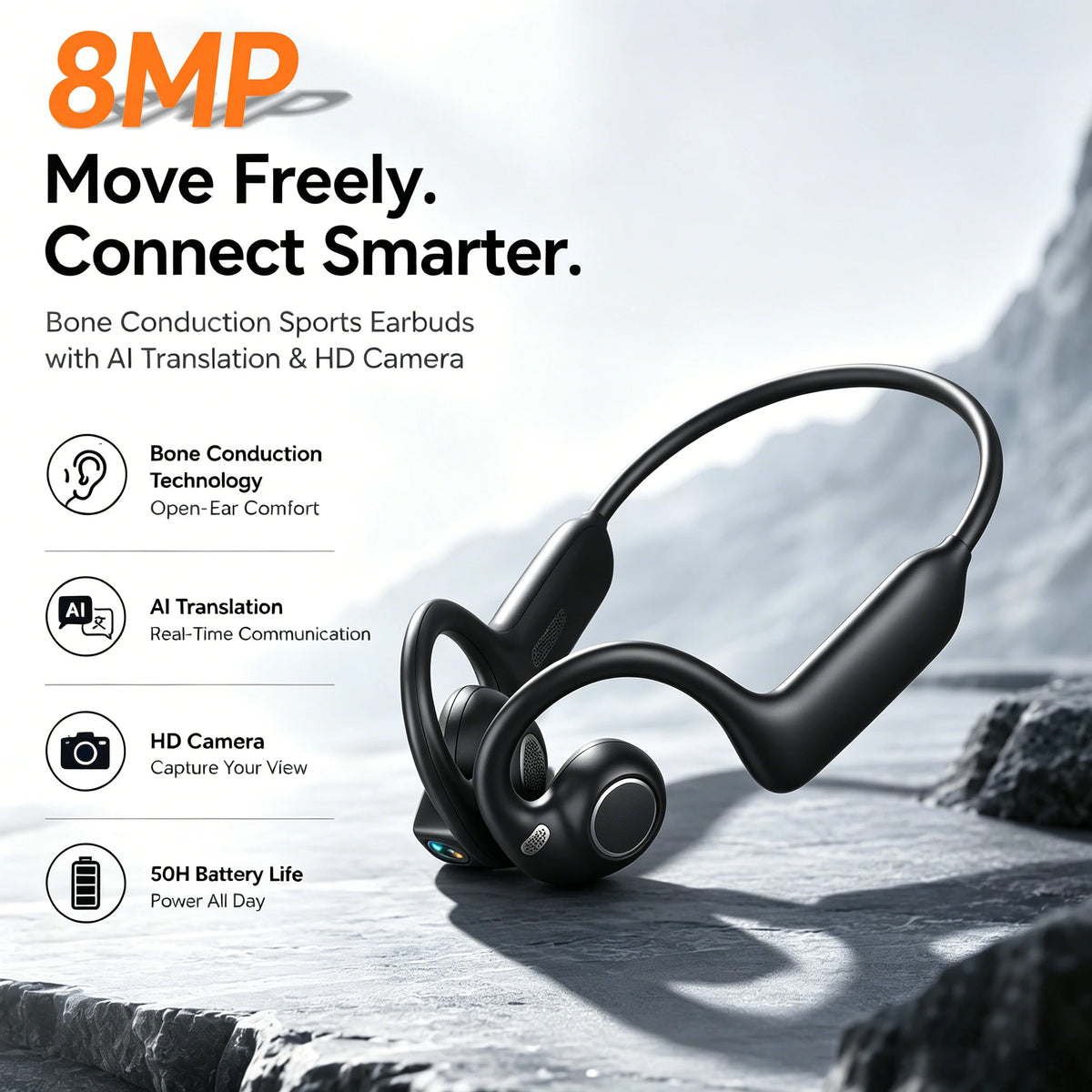 Bone Conduction Headphones WIth Camera